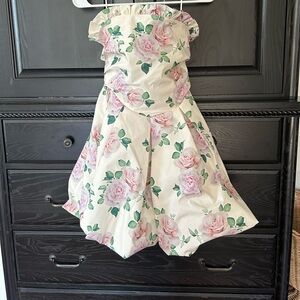 Strapless Sau Lee mini bubble dress in rose print. Worn 2x